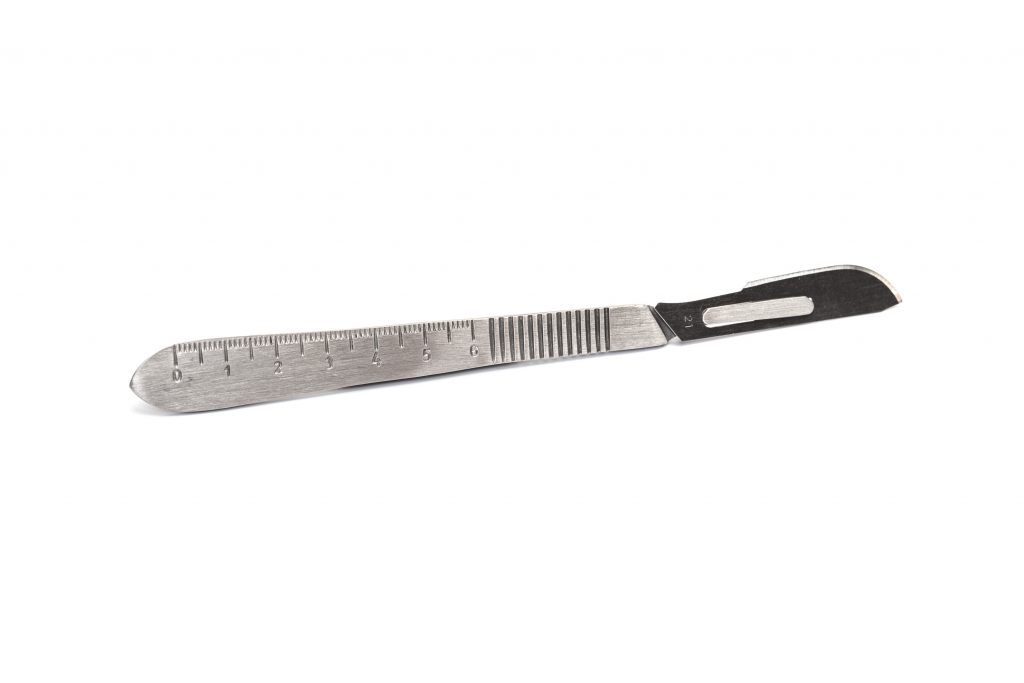 Blade Handle With Ruler Scalpel Handle – with ruler handle- SILVER – Redline Science